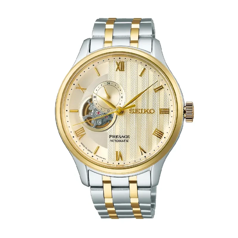 Seiko Presage Japanese Two-Tone Garden Open Heart Men's Watch- SSA464